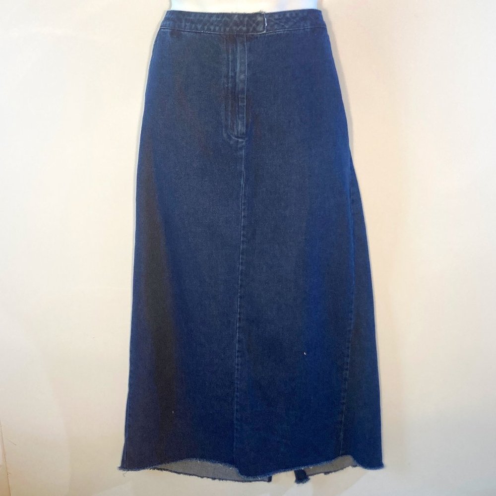Mountain Lake SZ16 Blue Denim maxi jean skirt classic streetstyle wardrobe basic